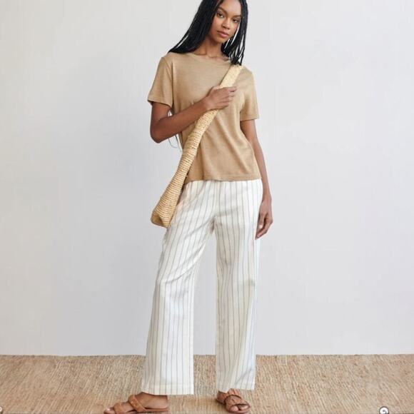 Jenni Kayne Bianca Pant In Honey Stripe Pull On Straight Leg Size XXL